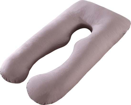 Oemmie Zwangerschapskussen - Voedingskussen - Zijslaapkussen - Lichaamskussen - Body Pillow - U-vorm - 140x80 cm - Grijs