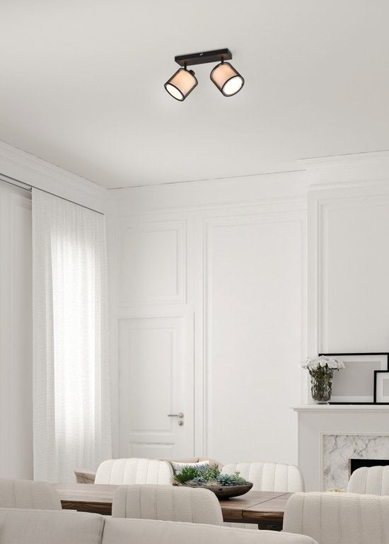 Trio leuchten - LED Plafondspot - Plafondverlichting - E14 Fitting - 2-lichts - Rechthoek - Zwart - Aluminium