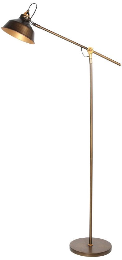 Bronzen vloerlamp Nove 1322BR met goudkleurige details E27 - Draaibaar en kantelbaar - Industrieel design - Mexlite - 190 cm snoer