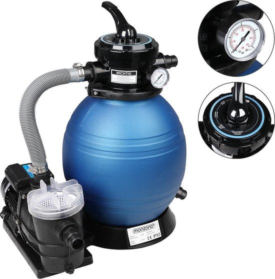 Monzana Zandfiltersysteem -Voorfilter – 7 Wegklep - Adapter Ø32-38mm