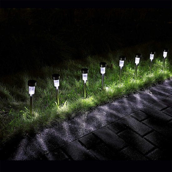 Monzana Tuinlamp – 8x Zonneenergie LED IP44 Waterdicht RVS – Wit