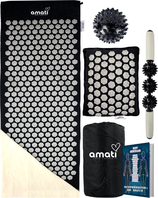Amati Blue Lotus Spijkermat - Incl. Kussen en Accessoires - Zwart