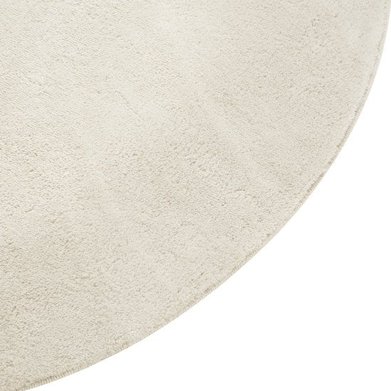 tectake® Kortpolig Vloerkleed - Rond - Ø120 cm - Creme - 1630 g/m² Poolgewicht - Tapijt voor Woonkamer, Slaapkamer, Eetkamer - Onderhoudsvriendelijk en Wasbaar - Antislip Ondertapijt - Allergievriendelijk - Diverse maten en kleuren