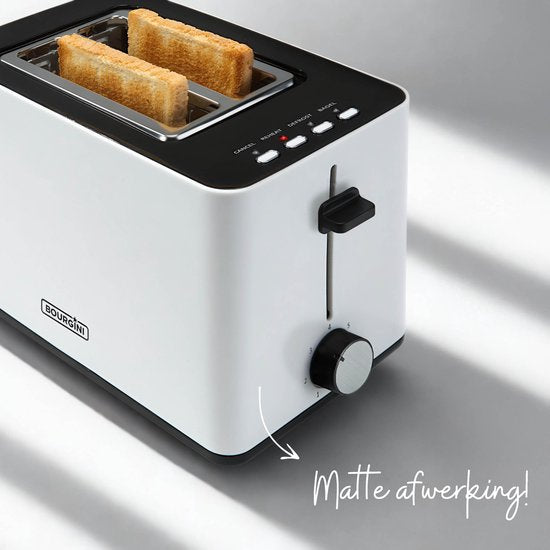 Bourgini Tosti Toaster met Bagelfunctie - Broodrooster met Tostiklemmen - Wit- Matte Finish - Extra brede sleuf geschikt voor 2 tosti's