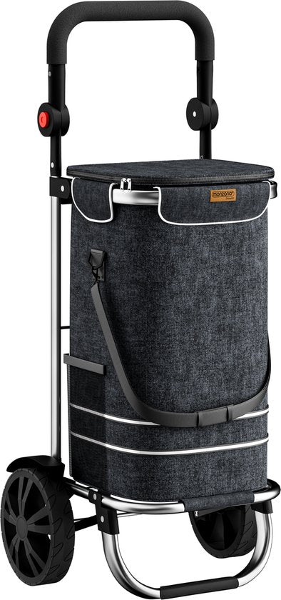 Monzana Boodschappentrolley – 56L tot 50kg Afneembare Tas – Zwart