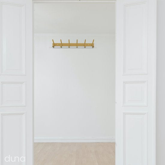 Duna Wandkapstok - 12 Haken - RVS - Muur Kapstok Hangend - Handdoekrek - 3M Tape - Messing - Goud