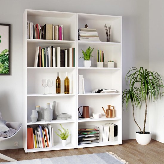 Casaria Boekenkast Vela - 5 Vakken Verstelbaar 190x60x28 cm - Wit