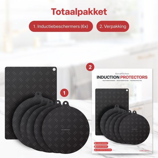 AoraKitchen Inductie Beschermer - 6 Stuks - tot 280 °C - Onderzetters Pannen - Kookplaat Beschermer - Pannenbeschermer