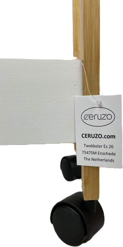 Ceruzo Opbergtrolley - Verrijdbaar Keukenrek - 3 etages-Bamboe en MDF -incl. wielen 29x20xH80 cm