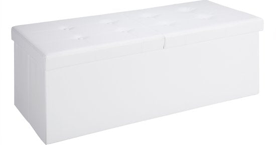 Casaria Zitbank met Opbergruimte - 80x40x40cm 100L Kunstleer – Wit