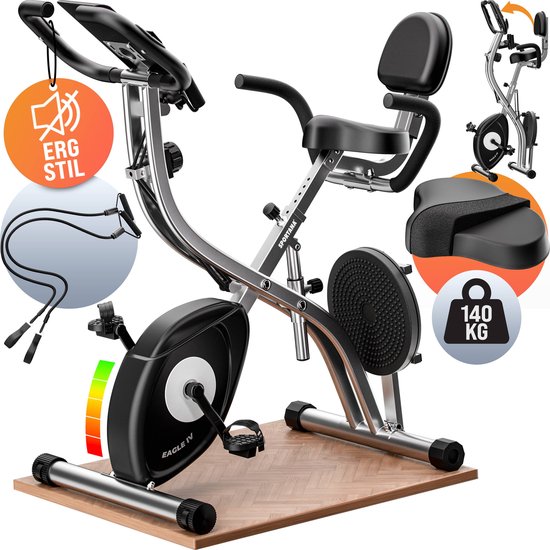 Sportana Hometrainer Eagle 4 - Inklapbaar 10 Niveaus – Zwart Zilver