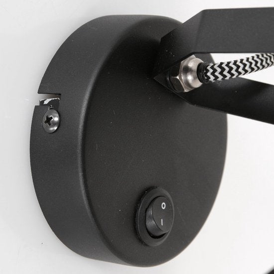Spot Wandlamp Acier 3337ZW Zwart E27 fitting Draaibaar en Kantelbaar Metaal Mexlite