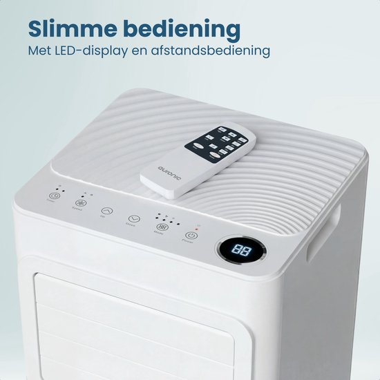 Auronic Mobiele Airco - 9.000 BTU - 3-in-1 - Airconditioning met 2 Raamafdichtingskits - Ventilator - Ontvochtiger - tot 25m² koelen - Wit