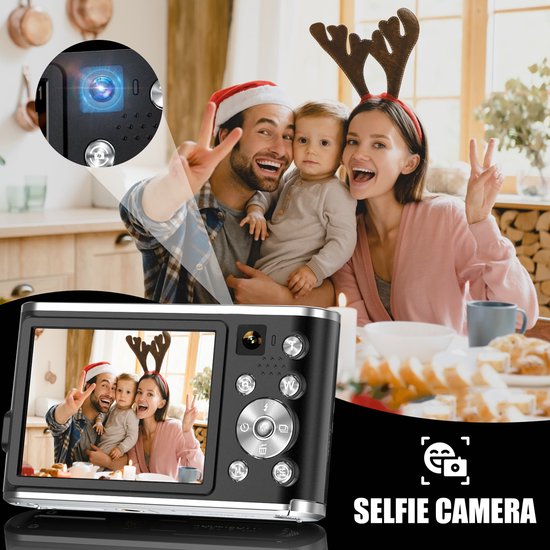 K&L Digitale Camera 4K - Fototoestel - Fotocamera - Compact Camera - Vlog Camera - Voor Kinderen - Inclusief 64GB - NL Software