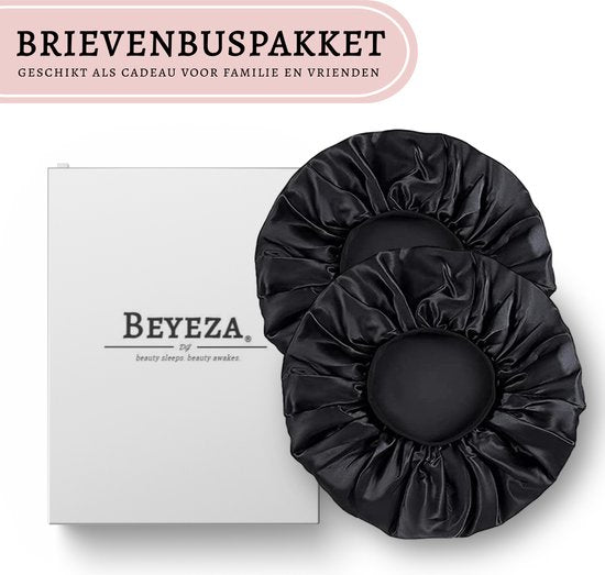 Beyeza Luxe Bonnet XL - Satijnen Slaapmuts - Haarverzorging - Haarnetjes - Elastisch - Satijn - 2 Stuks
