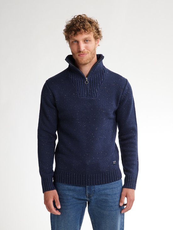 Petrol Industries - Heren Gebreide Half-Zip Trui Denver - Blauw - Maat L