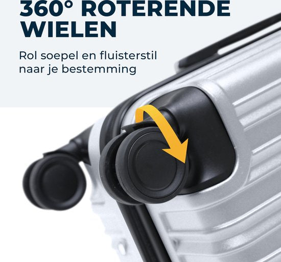 Pathsail® Handbagage Koffer 40L x 55CM - ABS - Lichtgewicht Trolley - Incl. TSA slot & Spinner wielen - Silver