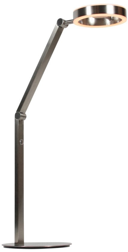 Tafellamp Ringlux 4139ST van Steinhauer - Elegante lamp van geborsteld staal, hoogte verstelbaar van 40 tot 75 cm, met dubbele LED-verlichting en touchdimmer.