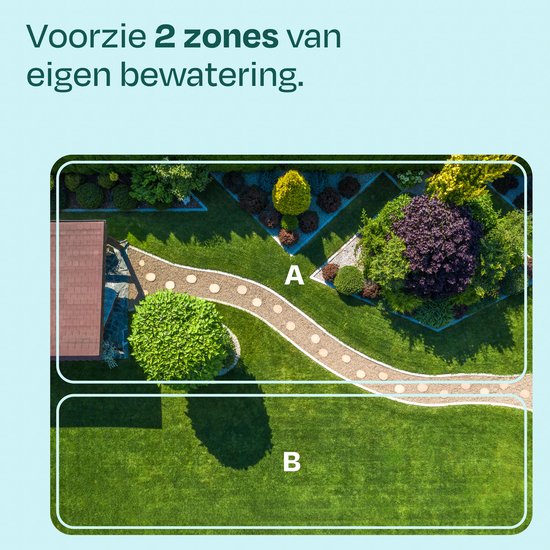 VONROC 2-weg watertimer – Besproeiingscomputer voor 2 zones – Instelbare bewateringstijd en - frequentie per zone