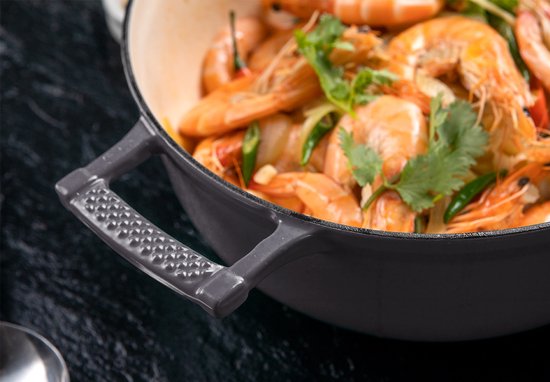 Saveur Voyage Hapjespan Ø30 cm – Gietijzer – PFAS-vrij – Geschikt voor Inductie en Oven – Grijs – Voor Braden – Stoven – Slowcooking