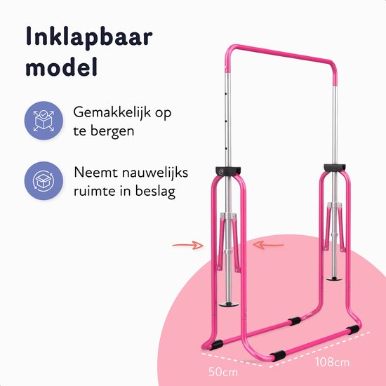 Inklapbaar Turnrek - Klimrek - Verstelbaar in 4 hoogtes - Rekstok - Duikelrek - Kinderen - Peuter - Voor buiten en binnen - Klimboog