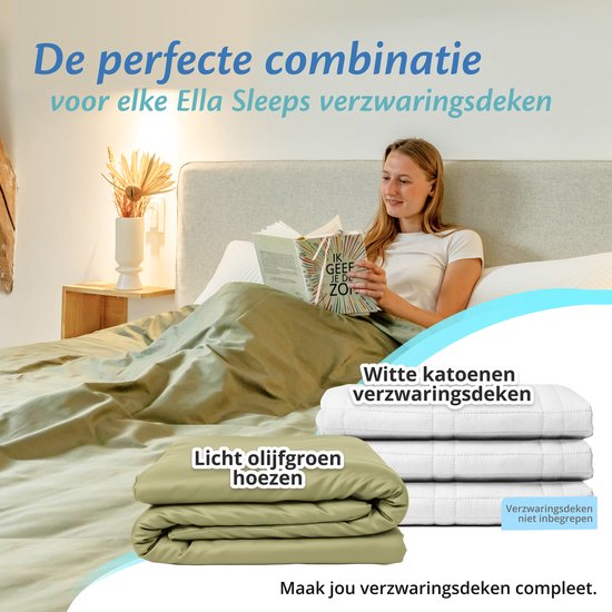 Hoes voor de verzwaringsdeken van EL Life 135 x 200 CM - 7 KG & 9 KG - Overtrek Hoes van 100% biologisch katoen - Licht Olijf Groen