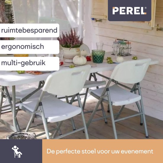 Perel Witte klapstoel voor binnen en buiten kunststof