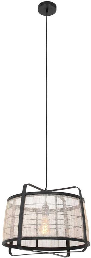 Anne Lighting - hanglamp - Capos - zwart - hout stof - Ø 48cm - E27 - 3511ZW