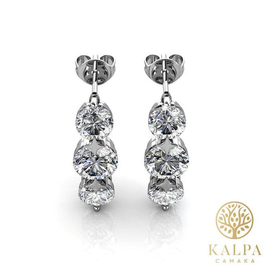 Yolora Dames Oorbellen met Kalpa Camaka Kristallen - Zilver kleurig - 18K Witgoud Verguld - Cadeauverpakking