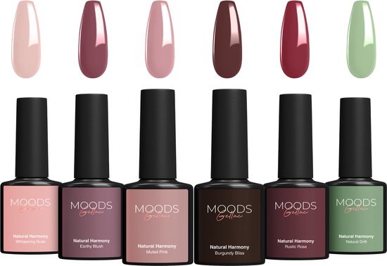 Moods Gellac 6-delige Set - Gellak Starterspakket - Gel Nagellak - 8ML - Natural Harmony - Gellac - Nagels - Chique Kleuren