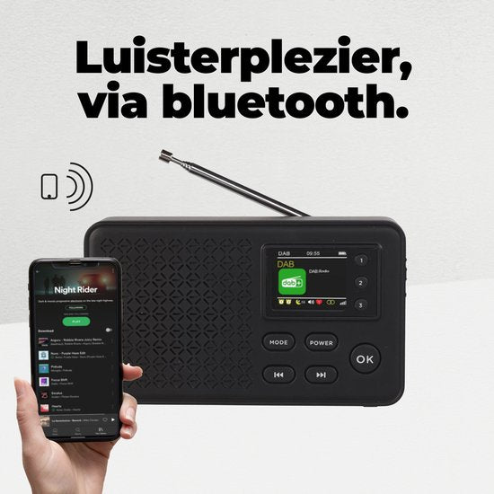 Denver – DAB57 DAB Radio – Bluetooth – DAB+/FM – 40 Voorkeuzezenders – Wekkerradio – Zwart