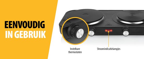 Tristar Elektrische kookplaat 2500W - KP-6152 - 2 Kookzone - Vrijstaand - Zwart