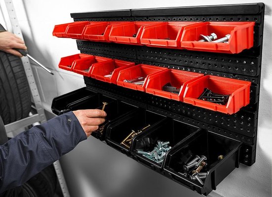 Monzana Wandrek - Stapelboxen 32 delig 64x38cm - Zwart