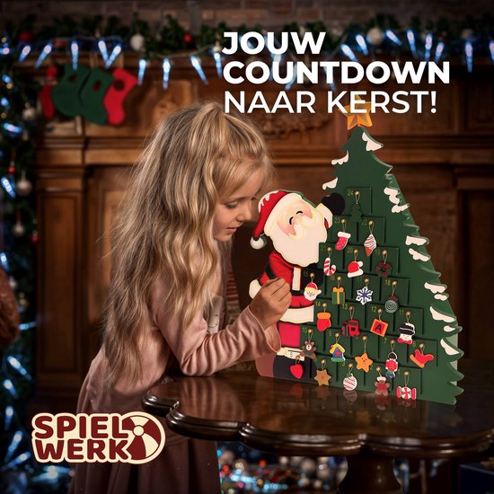 Spielwerk - Herbruikbare Adventskalender - Kerstboom 24 Deuren