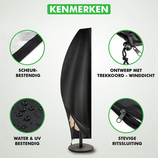 Travelhawk Parasolhoes voor Zweefparasol - Met Rits en Stok - Water & UV dicht - Oxford 420D - Tot 400cm - Zwart