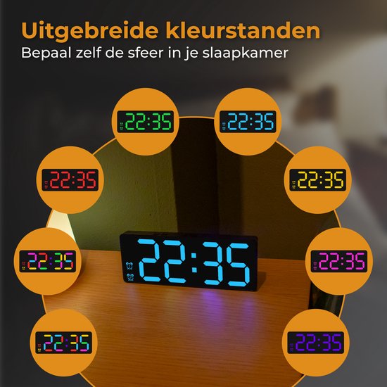 Nuvance Digitale Wekker - Digitale Klok - Wekkers voor Kinderen & Volwassenen - Reiswekker - Slaapkamer - Led Wekkers Digitaal - Zwart RGB