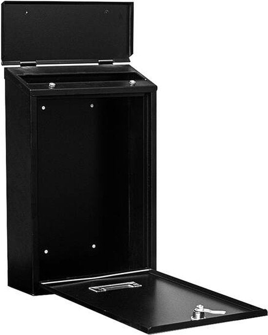 BRASQ Brievenbus Zwart – Wandbrievenbus met Slot – Brievenbussen – Moderne Brievenbus met Naamplaatje - Incl. Montagemateriaal & 2 Sleutels- Slotcilinder - RVS