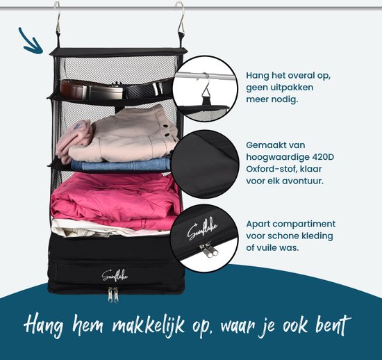Hangende Packing Cubes - Opvouwbaar - 4 Vakken - Koffer Organizer - Sunflake
