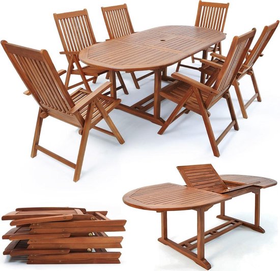 Casaria Tuinset Vanamo 6+1 - FSC®-Gecertificeerd Eucalyptushout