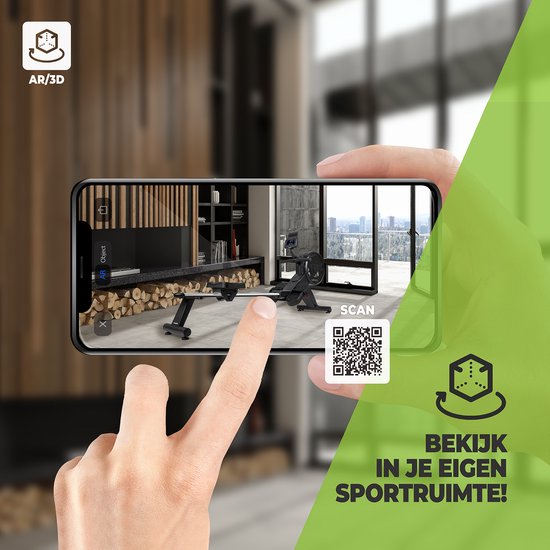 VirtuFit AQUA100i Roeitrainer met Waterweerstand – Enkele Rail – Incl. Display, Tablethouder en Transportwielen – Kinomap & Fitshow – Max. 120 kg en 200 cm – Roeiapparaat – Roeimachine