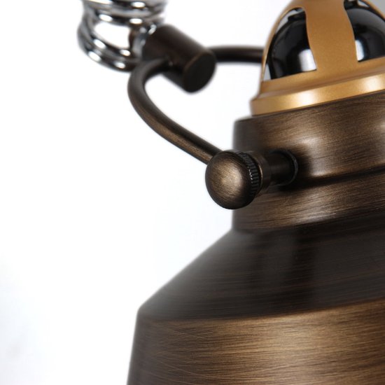 Bronzen wandlamp Nove 1320BR met E27 fitting, 190 cm snoer en schakelaar, industrieel design, van merk Mexlite, gemaakt van metaal en kunststof
