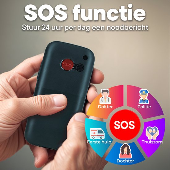 Denver Senioren Mobiele Telefoon 4G - Grote Toetsen - SOS knop - Oplaadstation - GSM - Simlockvrij - Bluetooth - BAS18600L