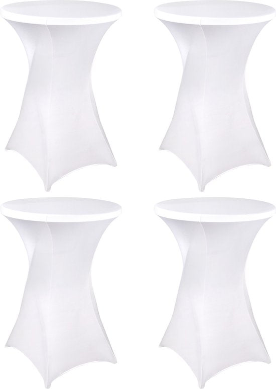 Saaf Statafelrok set - 4 stuks - ∅80-85 x 110cm - Statafelhoes - Wasbaar en Elastisch - Wit