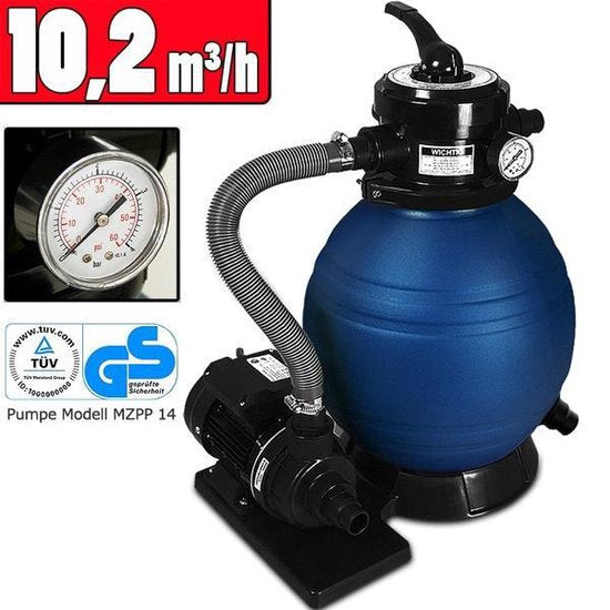 Monzana Zandfiltersysteem - 10.200 l/u 7-weg Klep Systeem - Blauw