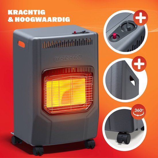 MONZANA Mobiele Gaskachel – 3 Warmteniveaus 4500W – Keramisch Zwart