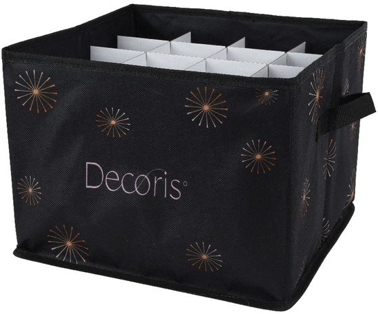 Decoris Kerstballen opbergbox - groen - 41 x 31 x 32 cm - opvouwbaar - polyester