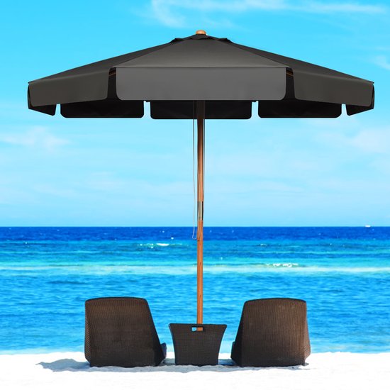 Coast 3m Parasol met Verstelbare Kanteling 8 Kruisbeugels & Waterdichte Polyester Stof met UV Bescherming Grijs