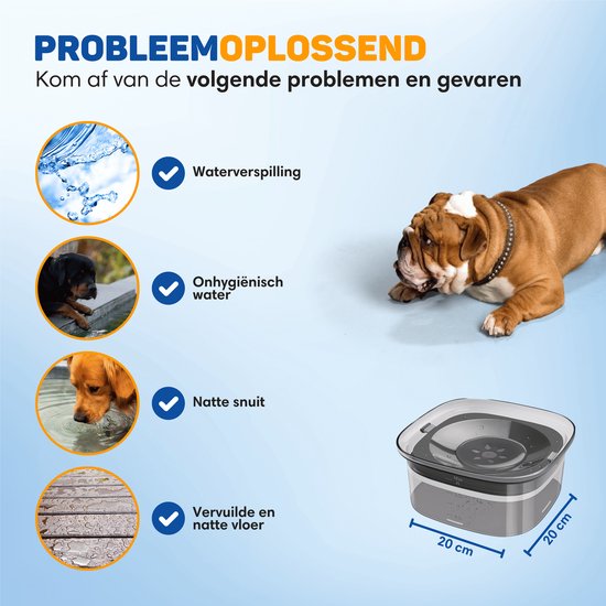 Vulpes Goods® Drinkbak Hond - Waterbak voor Honden - Anti Knoei - Vermindert slobberen - Transparant - Onderweg - 2L - Zwart