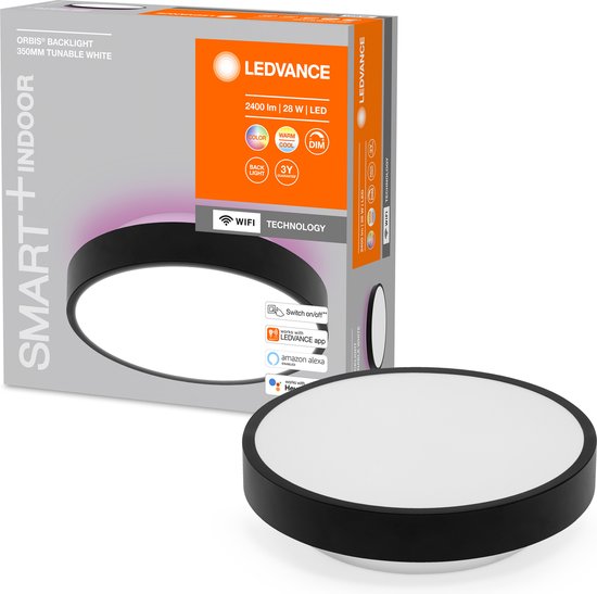 LEDVANCE Armatuur: voor plafond, DECORATIVE CEILING BACKLIGHT WITH WIFI TECHNOLOGY / 28 W, 22-…24- V, stralingshoek: 11-, RGBTW, 3-65- K, body materiaal: metaal, IP2-