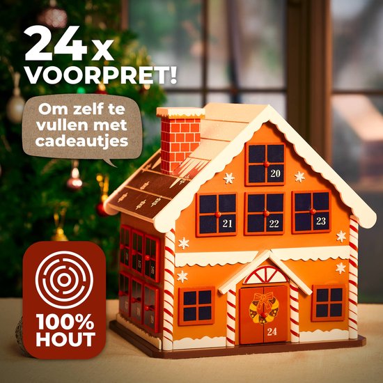 Spielwerk Herbruikbare Adventskalender - Winterhuisje 24 Deuren